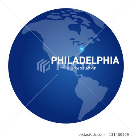 World map with globe showing Philadelphia's location World map with globe showing Philadelphia's location 131480309
