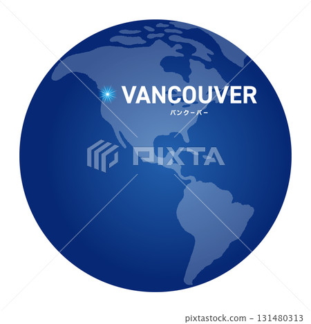 世界地圖上有地球儀，標示溫哥華的位置 131480313