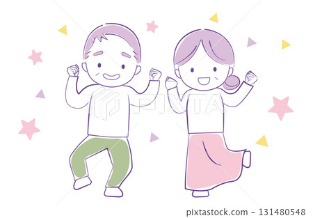 Illustration of a cheerful senior couple Illustration of a cheerful senior couple 131480548
