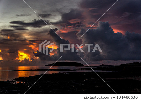 <Material> Summer rainy sunset seascape <Material> Summer rainy sunset seascape 131480636