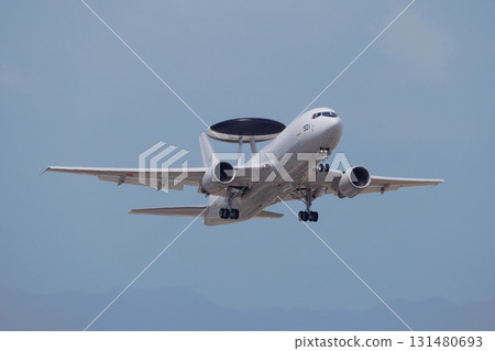 Japan Air Self-Defense Force E-767 Airborne Early Warning and Control Plane Takeoff Japan Air Self-Defense Force E-767 Airborne Early Warning and Control Plane Takeoff 131480693