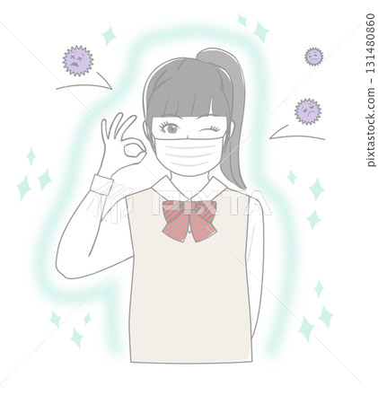 Female student wearing a mask 131480860