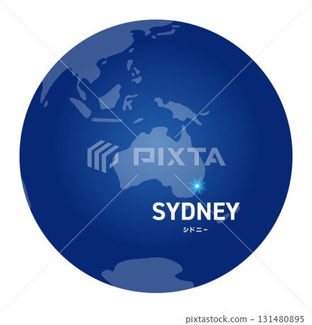 World map with a globe showing Sydney's location World map with a globe showing Sydney's location 131480895