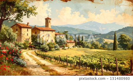 Rustic Italian Countryside Village - Vintage Postcard Rustic Italian Countryside Village - Vintage Postcard 131480980