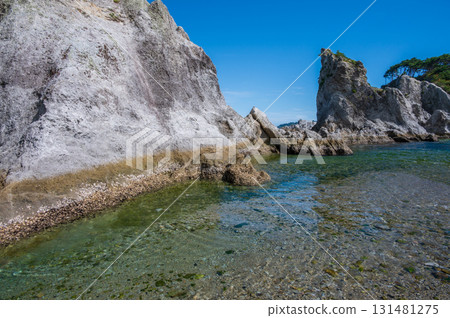 Scenery of Jodogahama Beach, calm sea, spectacular view of Sanriku 131481275