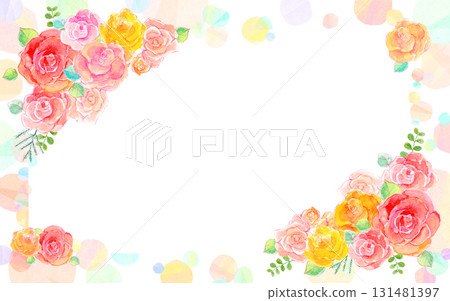 華麗的玫瑰背景素材水彩插圖 131481397