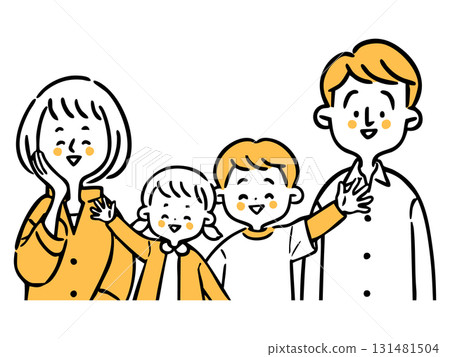 Young family illustration upper body vector (orange) 131481504