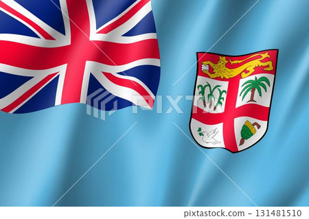 Fiji national flag. Patriotic symbol in official country colors. Illustration of Oceania state flag. Vector realistic icon Fiji national flag. Patriotic symbol in official country colors. Illustration of Oceania state flag. Vector realistic icon 131481510