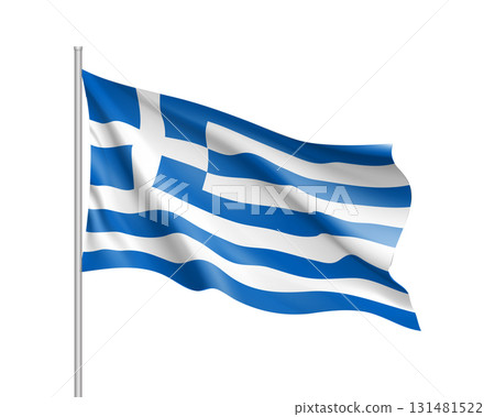 National flag of Greece country. Patriotic sign in official greek colors white and blue. Symbol of Sounhern European state. Vector icon illustration National flag of Greece country. Patriotic sign in official greek colors white and blue. Symbol of Sounhern European state. Vector icon illustration 131481522