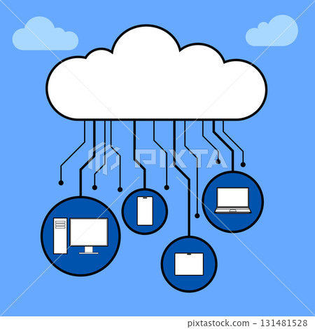 Cloud storage and computing AI technology concept design. Vector illustration graphic background. Cloud storage and computing AI technology concept design. Vector illustration graphic background. 131481528