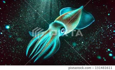 魷魚在夜間潛水時發光－深海中的溝通方式 131481611