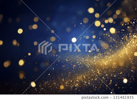 閃閃發光的藍色背景,金粉飛揚 閃閃發光的藍色背景,金粉飛揚 131481935