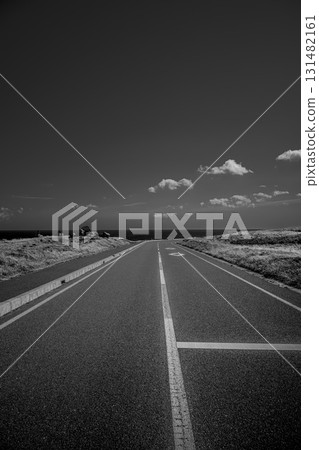 Scenery of Cape Shiriya on a clear autumn day, Higashidori Village, Aomori Prefecture, late September, road leading to the sea Scenery of Cape Shiriya on a clear autumn day, Higashidori Village, Aomori Prefecture, late September, road leading to the sea 131482161