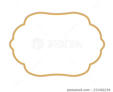 Golden luxury 3d frame. Ornamental shiny border in oriental style. Indian decorative element. Realistic object mockup for photo frame. Vector for certificate, stamp, vignette 131482230