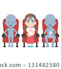 Woman with panic disorder at the movie theater 131482380
