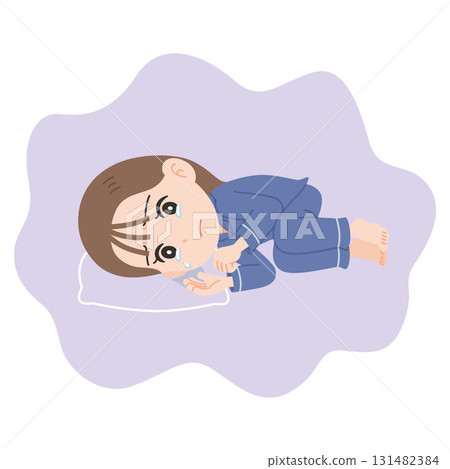 女人躺下哭泣，全身 131482384