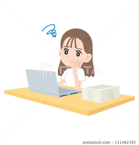 A woman who can not concentrate on work A woman who can not concentrate on work 131482393