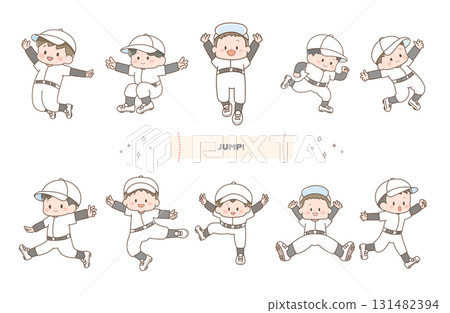 Jumping baseball boy set 131482394
