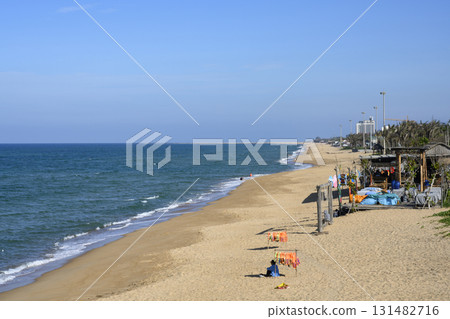 Cafe hut on the sandy coast of the South China Sea in Tuy Hoa, Phu Yen province, Vietnam Cafe hut on the sandy coast of the South China Sea in Tuy Hoa, Phu Yen province, Vietnam 131482716