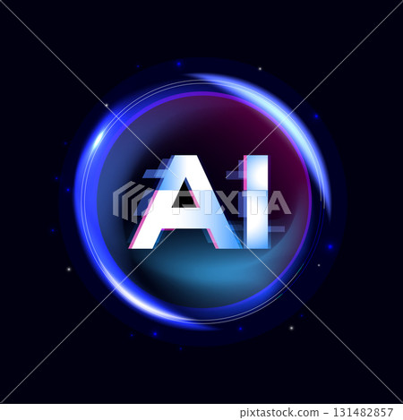 Artificial Intelligence AI Logo, Futuristic Digital Technology Background 131482857