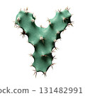 Creative Letter Y in Cactus Design with Spikes and Green Texture on White 131482991