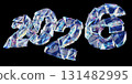 2026 made of broken glass shards on black background 131482995