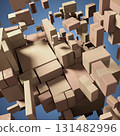 Cardboard boxes floating in chaotic 3D space with parcels and packaging 131482996