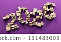 2025 made of cardboard boxes on purple background 131483003