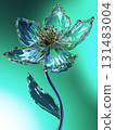 Exquisite Glass Flower with Intricate Details on a Bright Aquatic Background 131483004