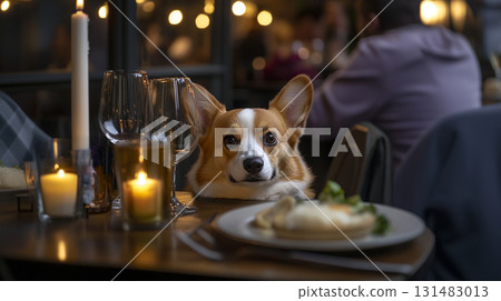 桌上的柯基犬 131483013