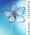 Elegant Crystal Glass Flower on Gradient Blue Background 131483016