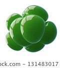 Glossy Green Abstract Spherical Cluster with Reflections and Smooth Shapes 131483017