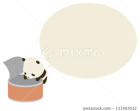 Panda looking into the can. Includes speech bubble. 131483032