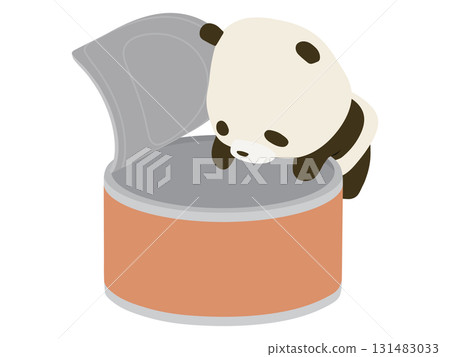Panda looking into a can 131483033