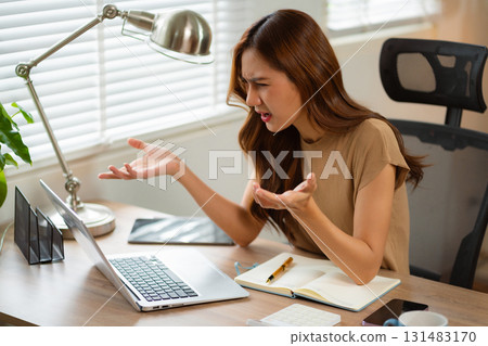 Business woman are under stress from working for poor work, failed work. Business woman are under stress from working for poor work, failed work. 131483170