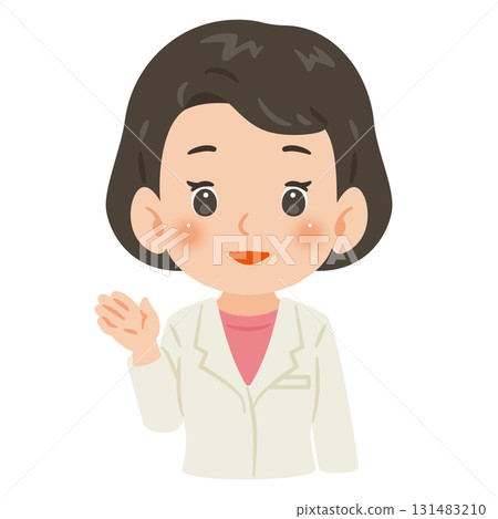 一位身穿白大褂的女士為您指引方向 — — 上半身插圖 131483210