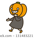 Child wearing a pumpkin 131483221