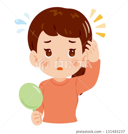 擔心白髮的女人上身插圖 擔心白髮的女人上身插圖 131483237