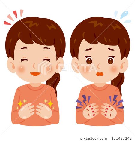 手健康的女人和手粗糙的女人,上身插圖 手健康的女人和手粗糙的女人,上身插圖 131483242