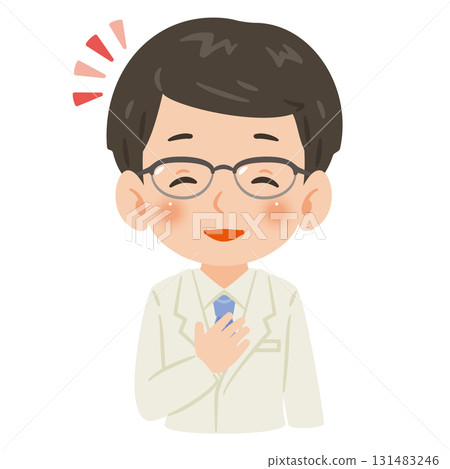 穿著白大褂的微笑男人，上身插圖 131483246