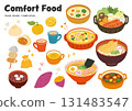 Illustrations of delicious warm dishes for winter 131483547
