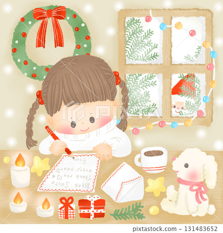 聖誕節_女孩給聖誕老人寫信 131483652