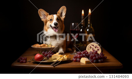 可愛的柯基犬和石榴 可愛的柯基犬和石榴 131484093