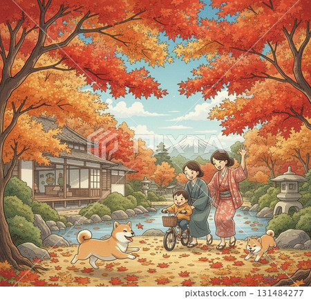 秋葉、柴犬和自行車練習_柴犬-⑬ 131484277