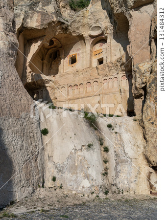 Ancient Rock-cut Dark Church, Turkish: Karanlik Kilise, at Goreme UNESCO World Heritage Site, Cappadocia, Turkey 131484312