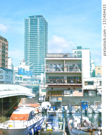 Akashi city from the south side of Kinko Bridge [Vertical composition] 131484433