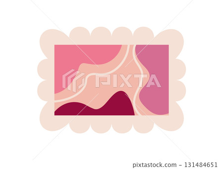 Valentine mail stamp featuring love theme with card, note, and envelope. Cute greeting message for romantic celebration. Ideal for expressing feelings on saint day and special holidays. 131484651