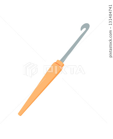 Crochet hook and colorful yarn tool for DIY and craft activities. Hand element for various creative projects. Flat cartoon graphic style, suitable hobby illustrations graphic design. Crochet hook and colorful yarn tool for DIY and craft activities. Hand element for various creative projects. Flat cartoon graphic style, suitable hobby illustrations graphic design. 131484741