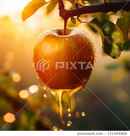 An apple tree dripping with honey 131484868