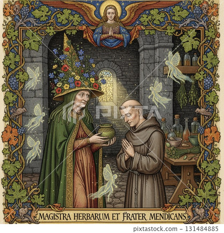 女巫把藥水給了僧侶 女巫把藥水給了僧侶 131484885